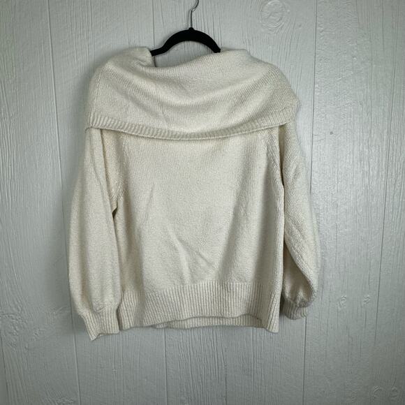 Anthropologie Turtleneck Sweater Ivory Long Sleeve Size Medium Relaxed Offwhite - Picture 6 of 8